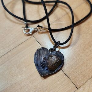 Electroformed Copper Smokey Quartz Heart Pendant